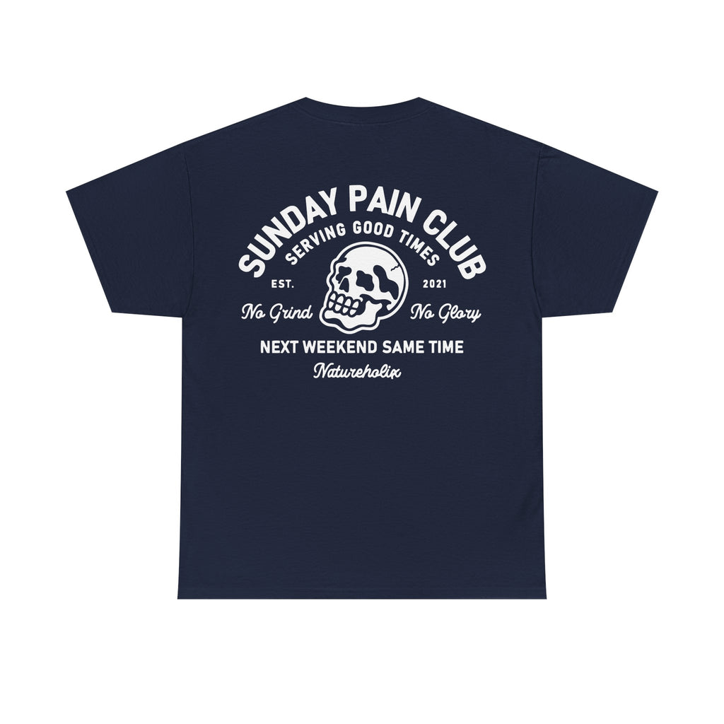 Sunday Pain Club T-Shirt Schwarz – Natureholix Cycling Shirt Herren – Detailansicht des Prints