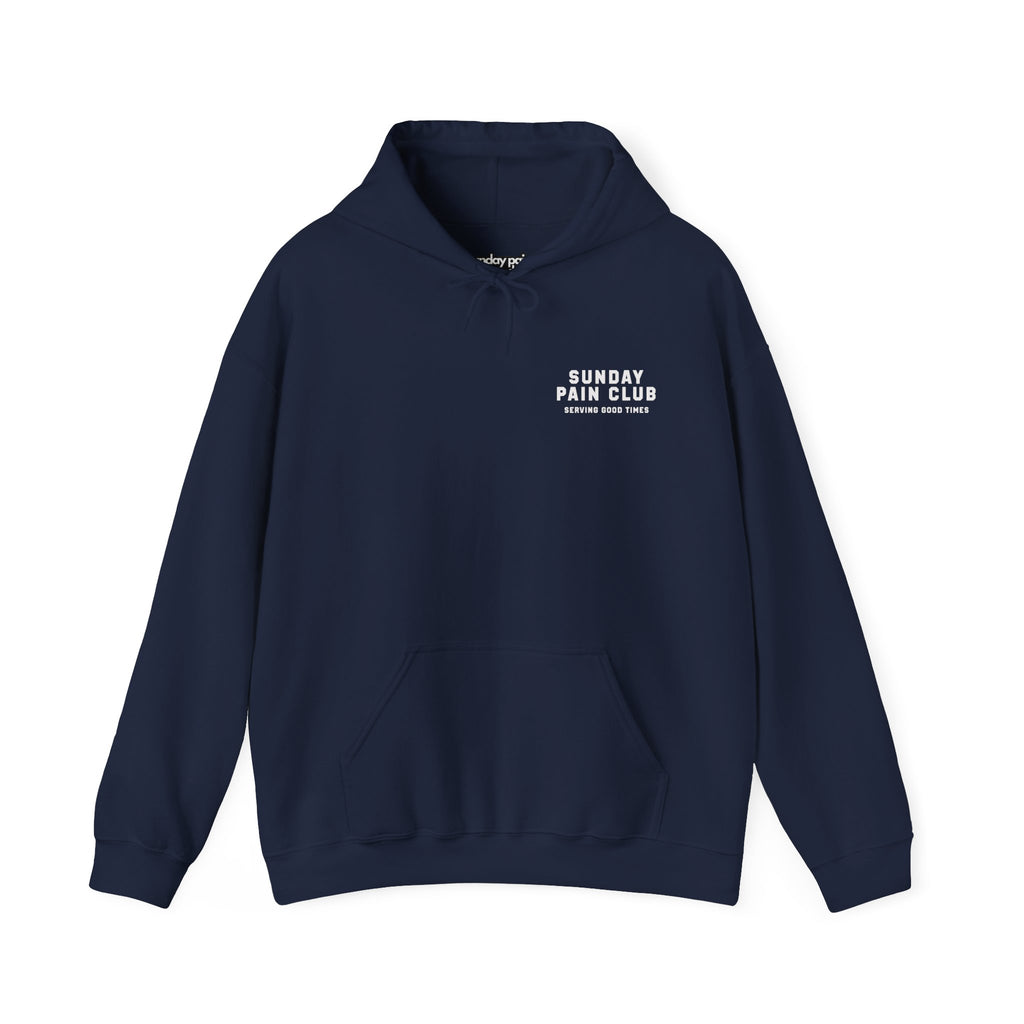 Sunday Pain Club Minimal Hoodie Navy – Cycling Pullover Natureholix – Frontansicht